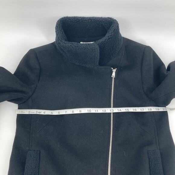 Ann Taylor LOFT Womens Black Wool Moto Zip Front Winter Coat Size Small - Picture 14 of 14